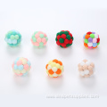 Multi color handmade plush cat toy ball